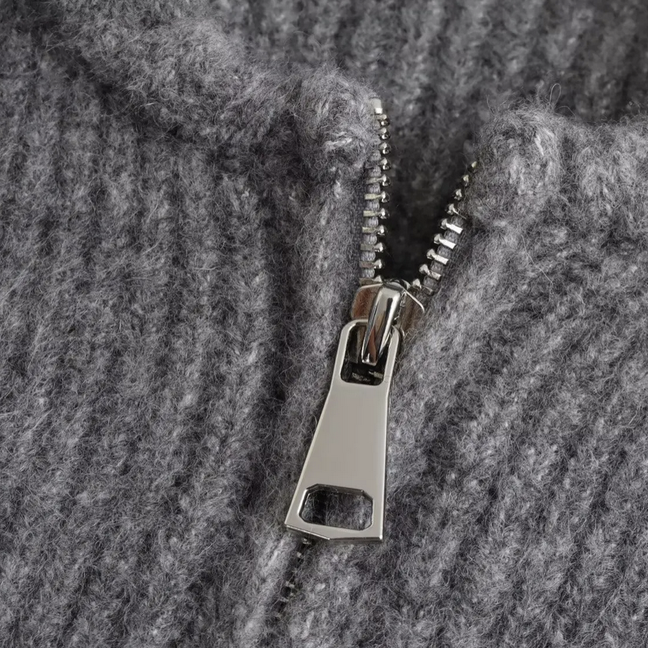 Dam Cardigan Stickad med Dragkedja för Eleganta Tillfällen-5