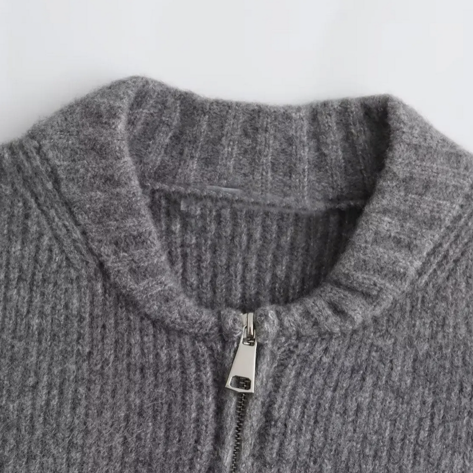 Dam Cardigan Stickad med Dragkedja för Eleganta Tillfällen-4