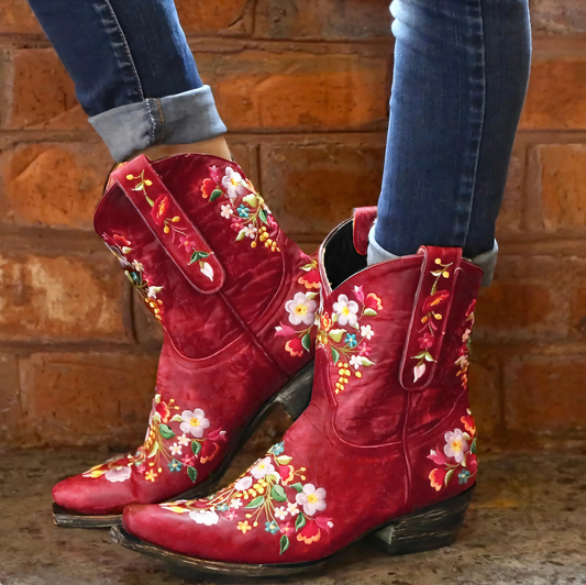 Dam Stövlar Cowgirl Vintage Läder med Hållbar Design-1