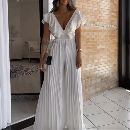 Kvinna Ruffle Klänning Elegant Högkvalitativt Tyg 5
