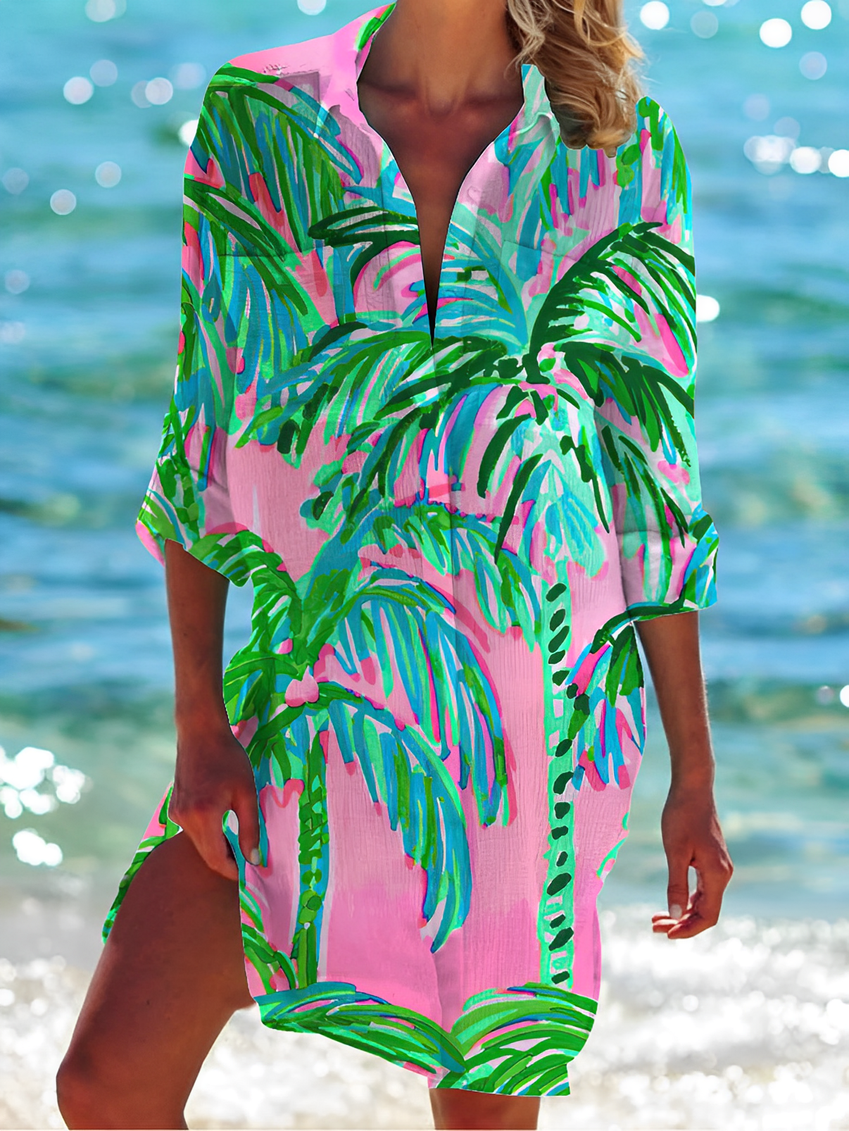 Dam Blus Knapp-Down Lätt Andningsbar Stilren Mångsidig 14