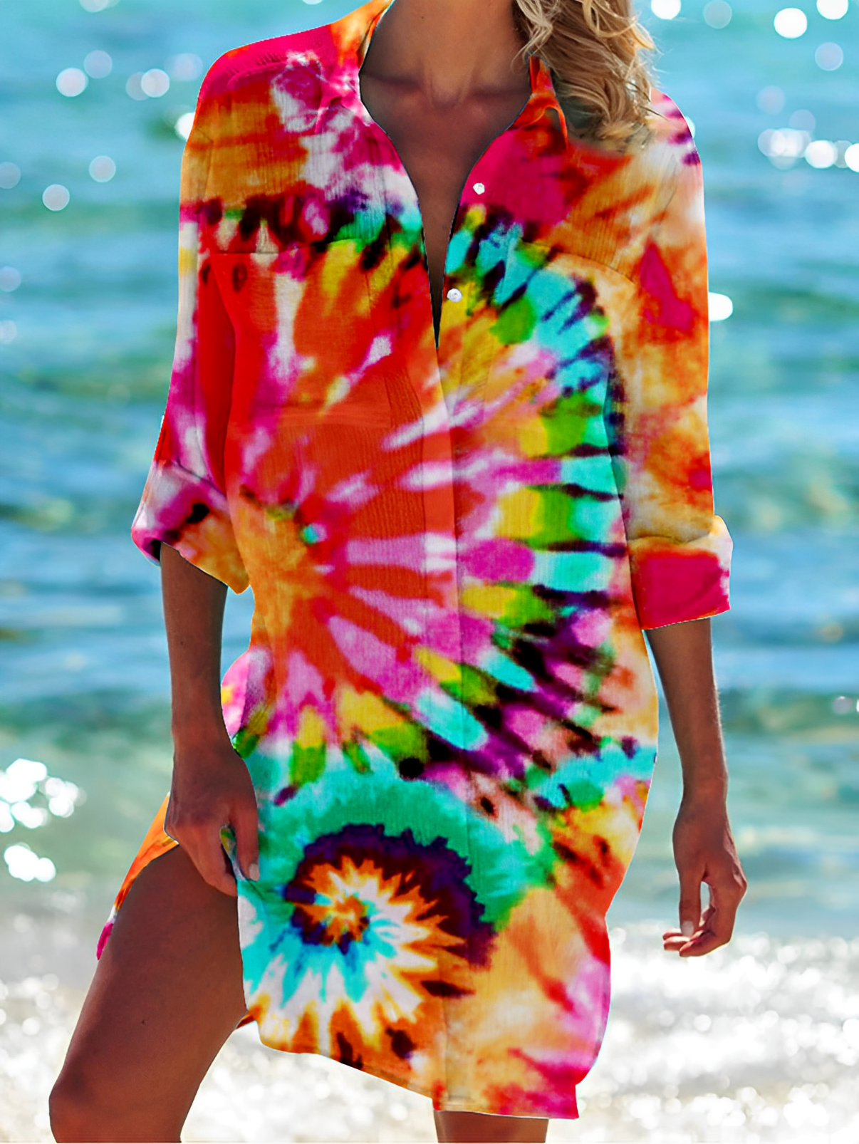 Dam Blus Knapp-Down Lätt Andningsbar Stilren Mångsidig 6