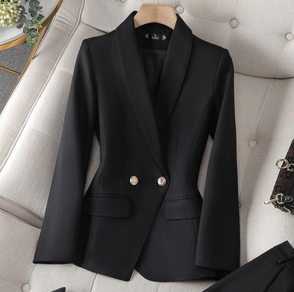 Kostym Set Dam Elegant Mjuk Polyester Blazer Byxor 10