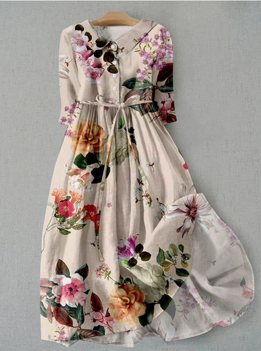 Kvinnors Midi Klänning Vintage Blommig Polyester-3