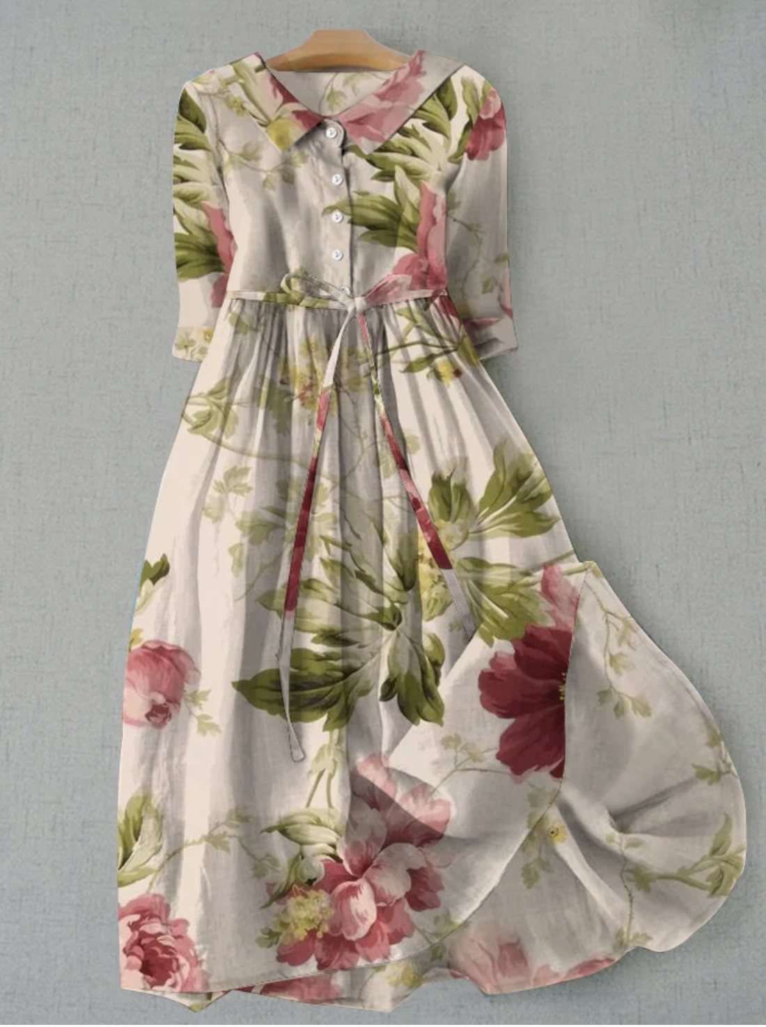 Kvinnors Midi Klänning Vintage Blommig Polyester-2