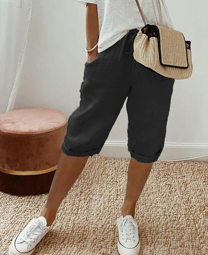 Kvinnors Bomullsshorts med Elastiskt Midjeband – Lätta och Bekväma för Sommarens Aktiviteter, Finns i Storlekar S-XL 10
