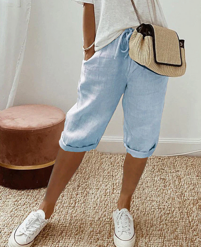 Kvinnors Bomullsshorts med Elastiskt Midjeband – Lätta och Bekväma för Sommarens Aktiviteter, Finns i Storlekar S-XL 7