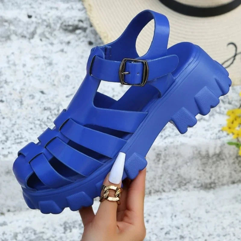 Dam Sandaler Plattform Stängd Tåområde Vattenavvisande Material 12