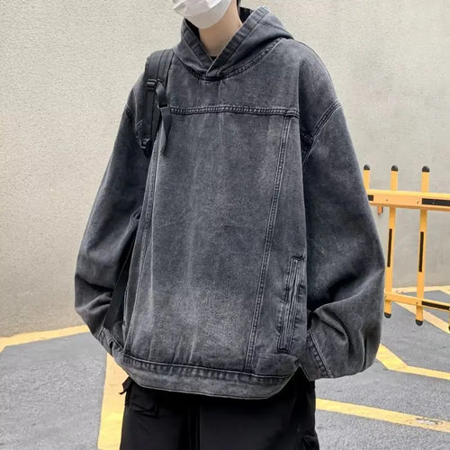 Unisex Denim Jacket Hooded Washed Cotton-1