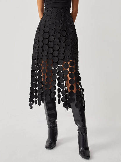 Dam Midirock Bodycon Hög Midja Polyester-3