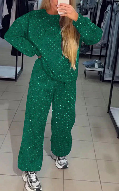 Dam Jogging Set Glittrande Bekväm Stil Mjuk Elastisk Blandning-3