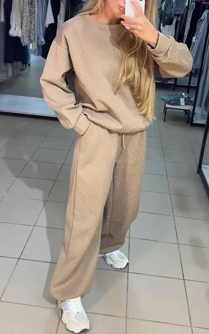 Dam Jogging Set Glittrande Bekväm Stil Mjuk Elastisk Blandning-4