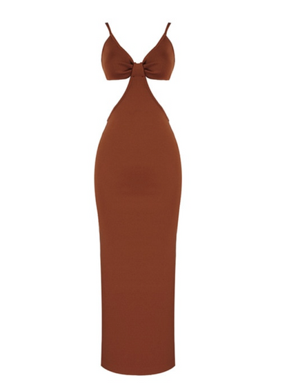 Bandageklänning för Dam med Hjärtformad Halsringning – Tätt Passande, Finns i Svart, Brun och Beige, Storlek S-M-L 2