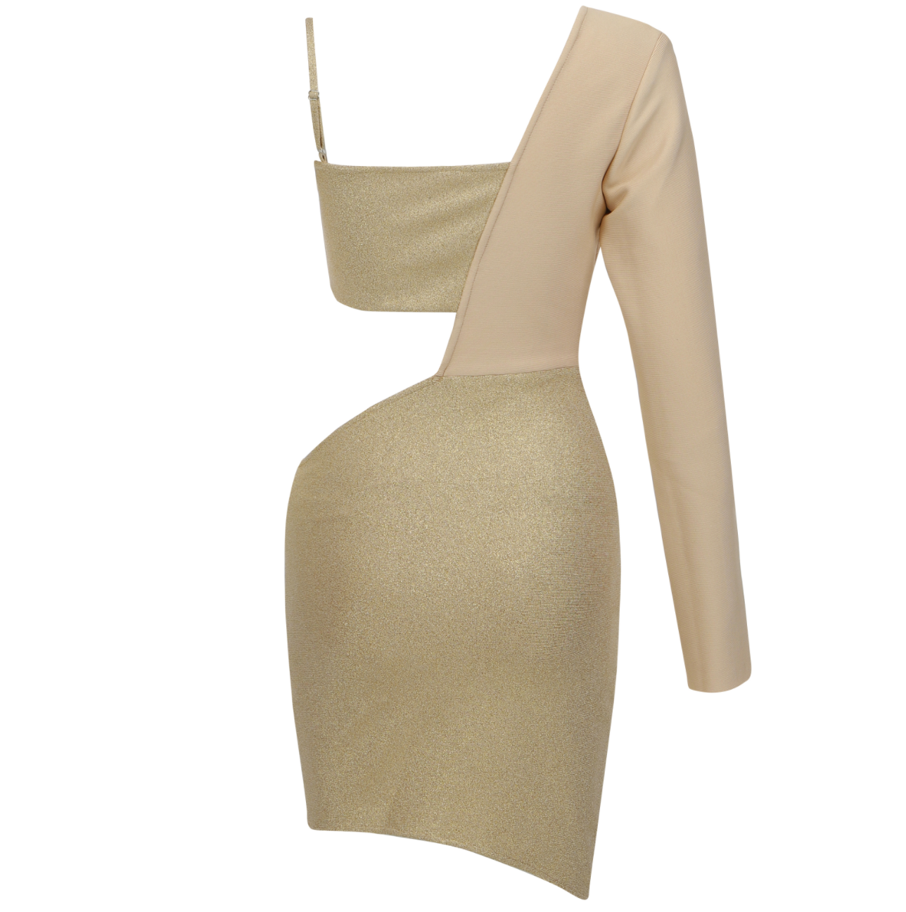 Kvinna Lång Klänning Bandage Enärmad med Mini-Cutouts-6