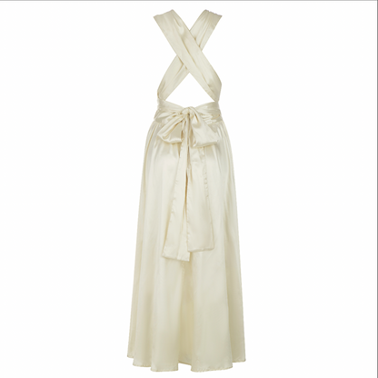 Kvinnors Aftonklänning Lång Djup Halsringning Flödande Material 3