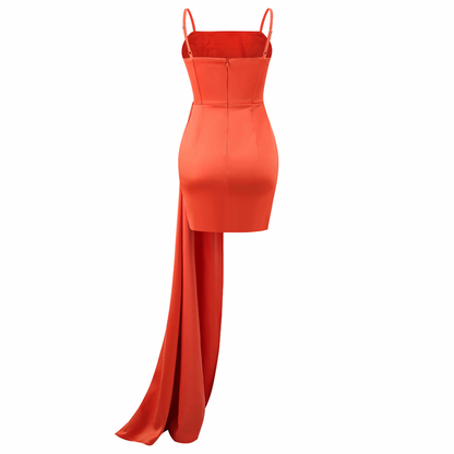 Kvinnors Glittrig Miniklänning i Satin med Sidoklipp-4