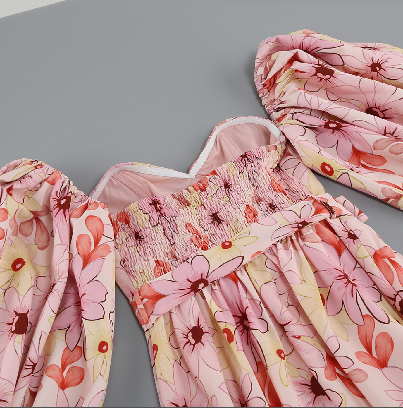 Dam Klänning Blommönster Långa Ärmar Polyester Elegans-4