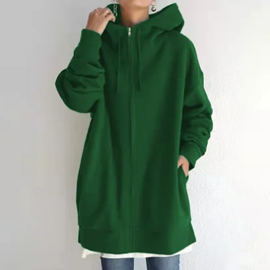 Kvinnors Hoodie med Dragkedja i Mjuk Bomull – Elegant Design för Vardagsbruk och Festliga Tillfällen 9