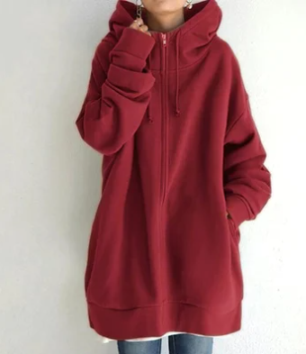 Kvinnors Hoodie med Dragkedja i Mjuk Bomull – Elegant Design för Vardagsbruk och Festliga Tillfällen 13