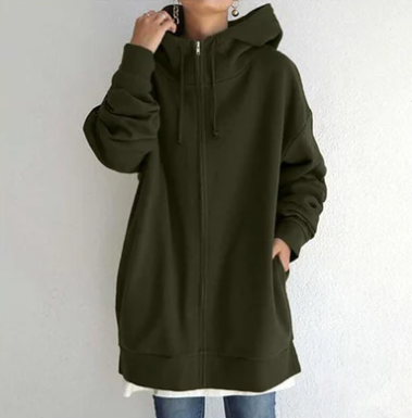 Kvinnors Hoodie med Dragkedja i Mjuk Bomull – Elegant Design för Vardagsbruk och Festliga Tillfällen 14
