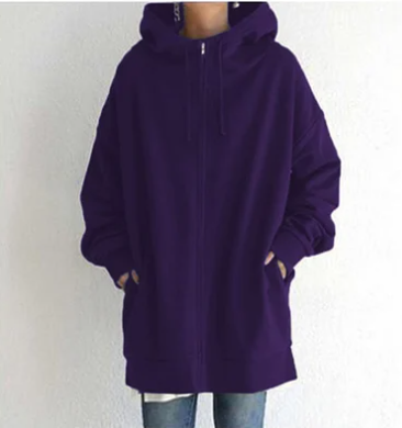 Lång Hoodie Dam Överdimensionerad Fleece Mjuk och Varm-6
