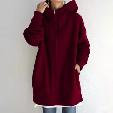 Kvinnors Hoodie med Dragkedja i Mjuk Bomull – Elegant Design för Vardagsbruk och Festliga Tillfällen 17