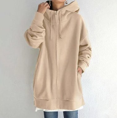 Kvinnors Hoodie med Dragkedja i Mjuk Bomull – Elegant Design för Vardagsbruk och Festliga Tillfällen 6