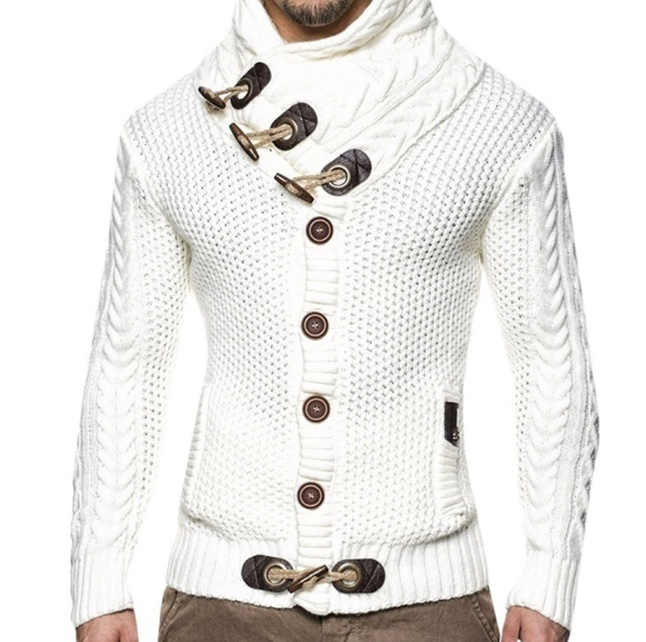 Herr Cardigan Jacka Turtleneck Mjuk Jersey-1