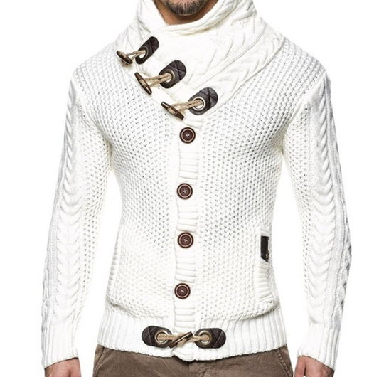 Herr Cardigan Jacka Turtleneck Mjuk Jersey-1