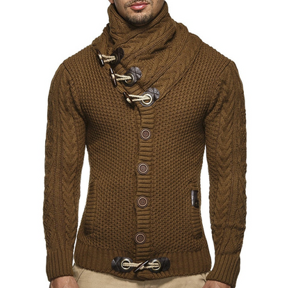 Herr Cardigan Jacka Turtleneck Mjuk Jersey-5