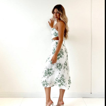 Kvinna Klänning Sling-tryck Polyester Mångsidig-5