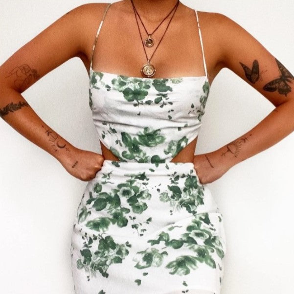 Kvinna Klänning Sling-tryck Polyester Mångsidig-2