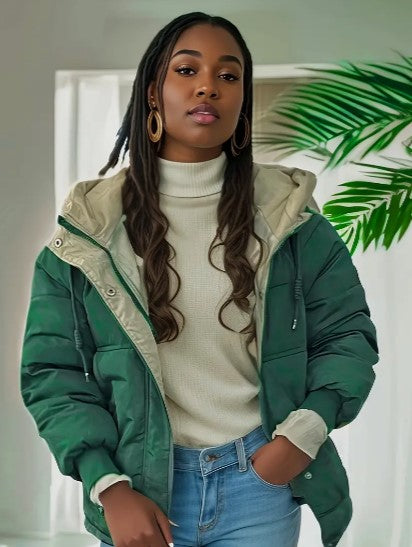 Damer Vadderad Jacka Slim Fit Bomull-4