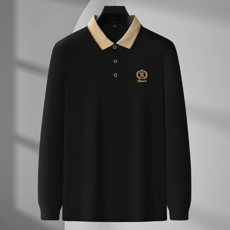 Herr Polotröja Klassisk Stickad Bomull 3