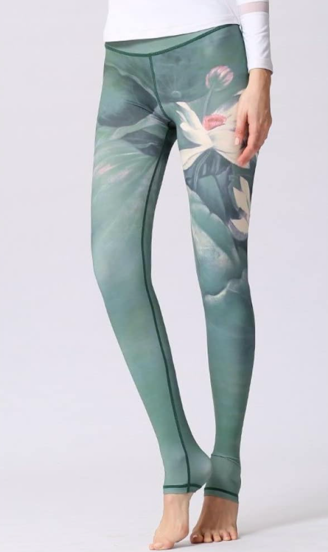 Damleggings Blommönster Elastisk Hög Midja Polyester Elastan-2