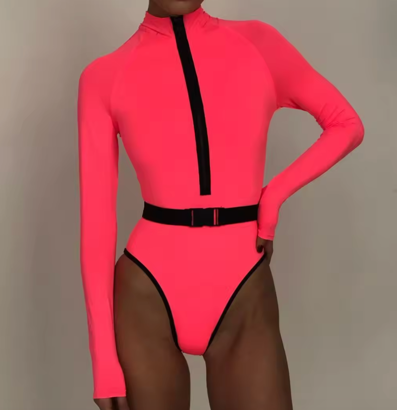 Dam Baddräkt Långa Ärmar Sportig Design Snabbtorkande Tyg 2