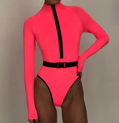 Dam Baddräkt Långa Ärmar Sportig Design Snabbtorkande Tyg 2