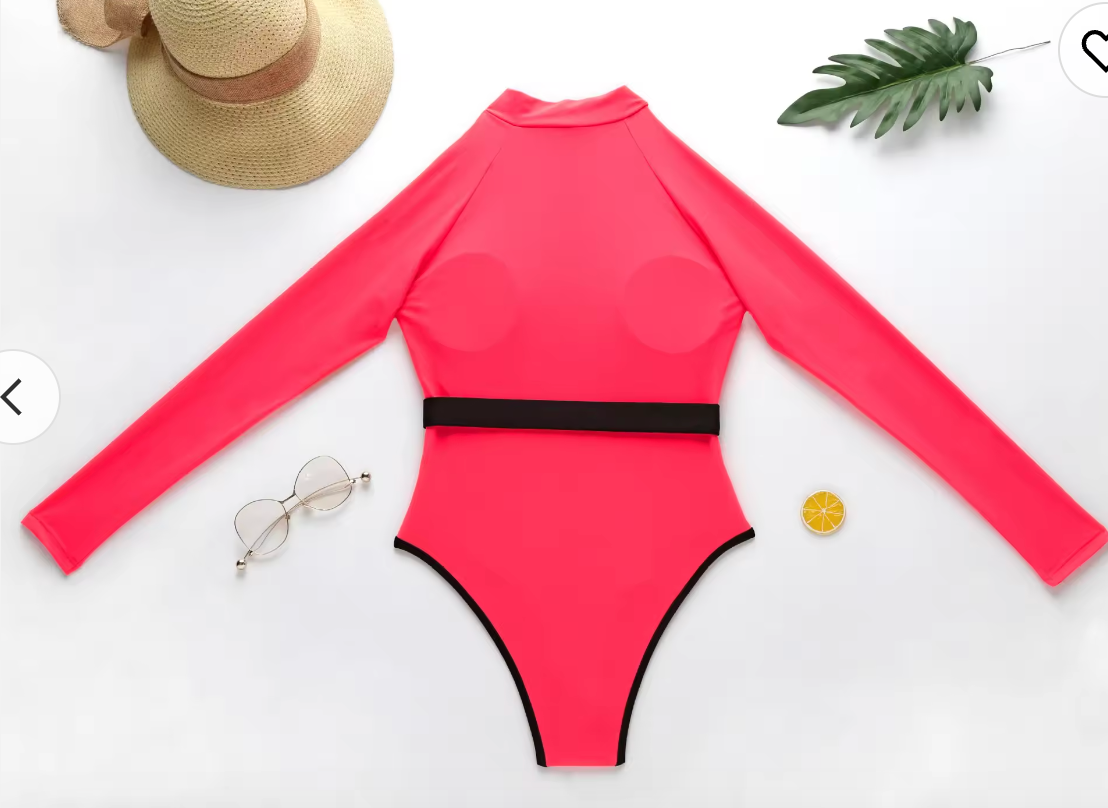 Dam Baddräkt Långa Ärmar Sportig Design Snabbtorkande Tyg 3