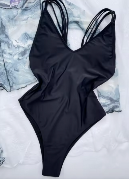 Dam Baddräkt V-ringning Leopardmönster Shaping Polyester 2