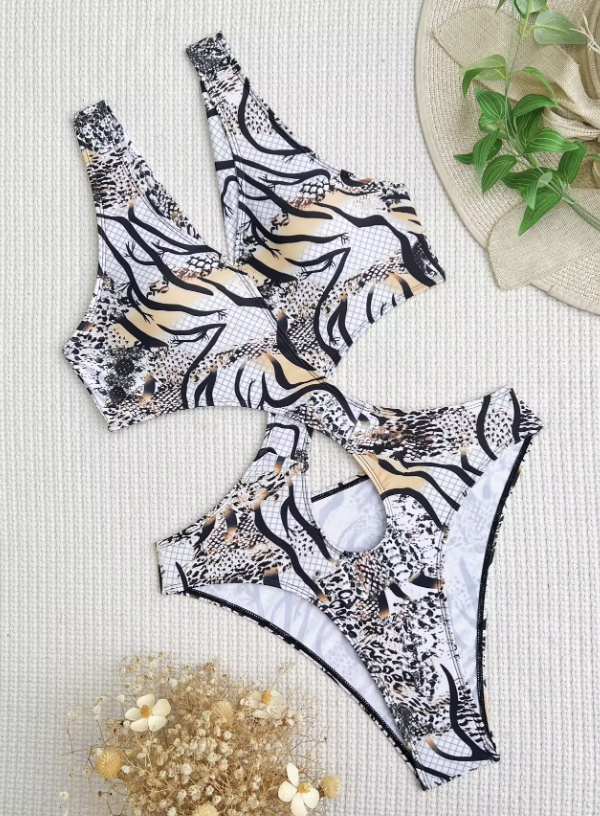 Dam Halterhals Topp Abstrakt Tryck Polyester-3