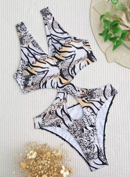 Dam Halterhals Topp Abstrakt Tryck Polyester-3