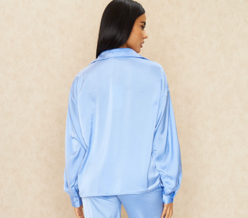 Dam Satinblus Avslappnad Stil Mjuk Satin-2