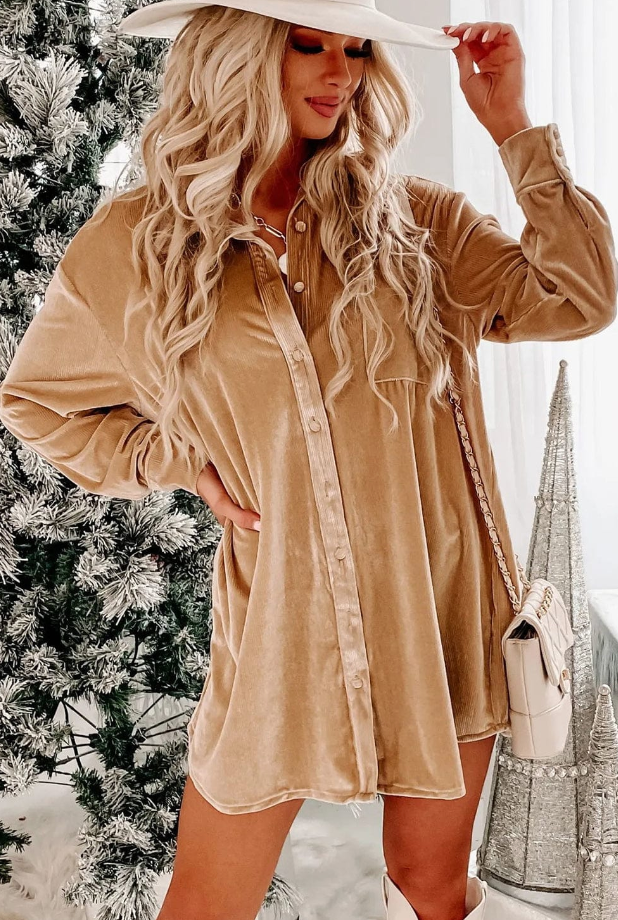 Dam Skjorta Sammet Elegant Bekväm Passform-2