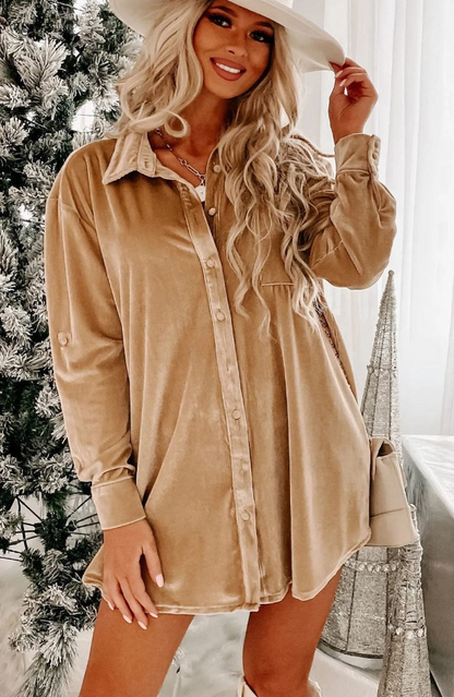 Dam Skjorta Sammet Elegant Bekväm Passform-3