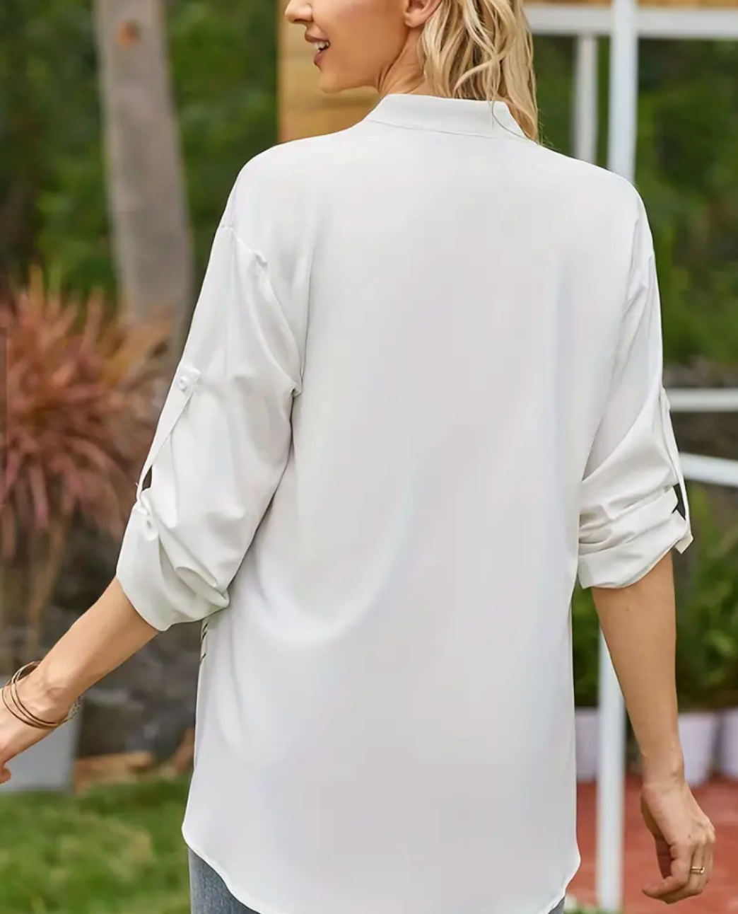 Dam Blus Avslappnad Stil Blommönster Polyester-2