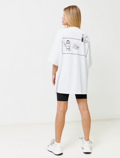 Dam T-shirt med Tryck i Mjuk Bomull, Avslappnad Passform-3