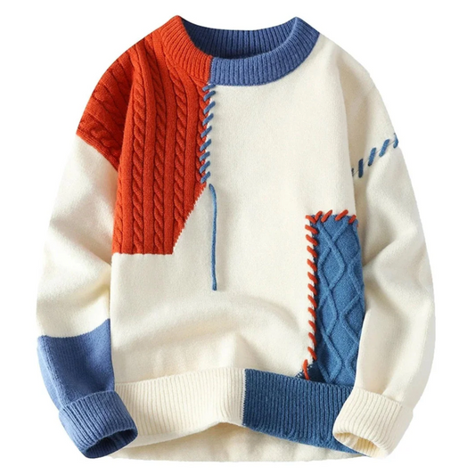 Herrpullover Avslappnad Design Isolerande Material-1