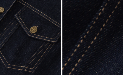 Kvinnors Polo Jacka Vintage Mörk Denim Hållbar Blandning av Bomull och Polyester 6