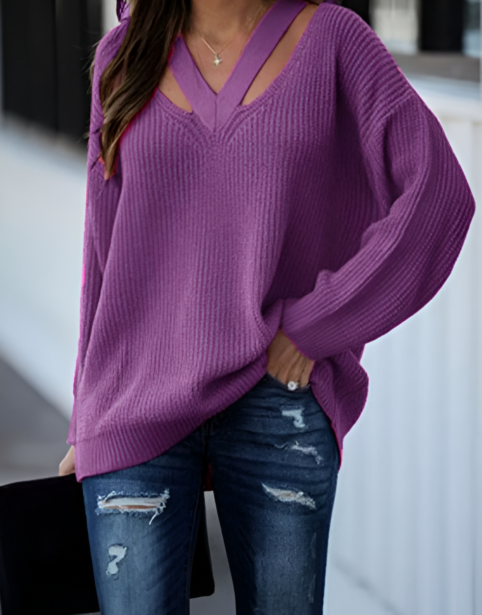 Dam Vintertröja Trendig Hållbar Ekologisk Fibrer-5