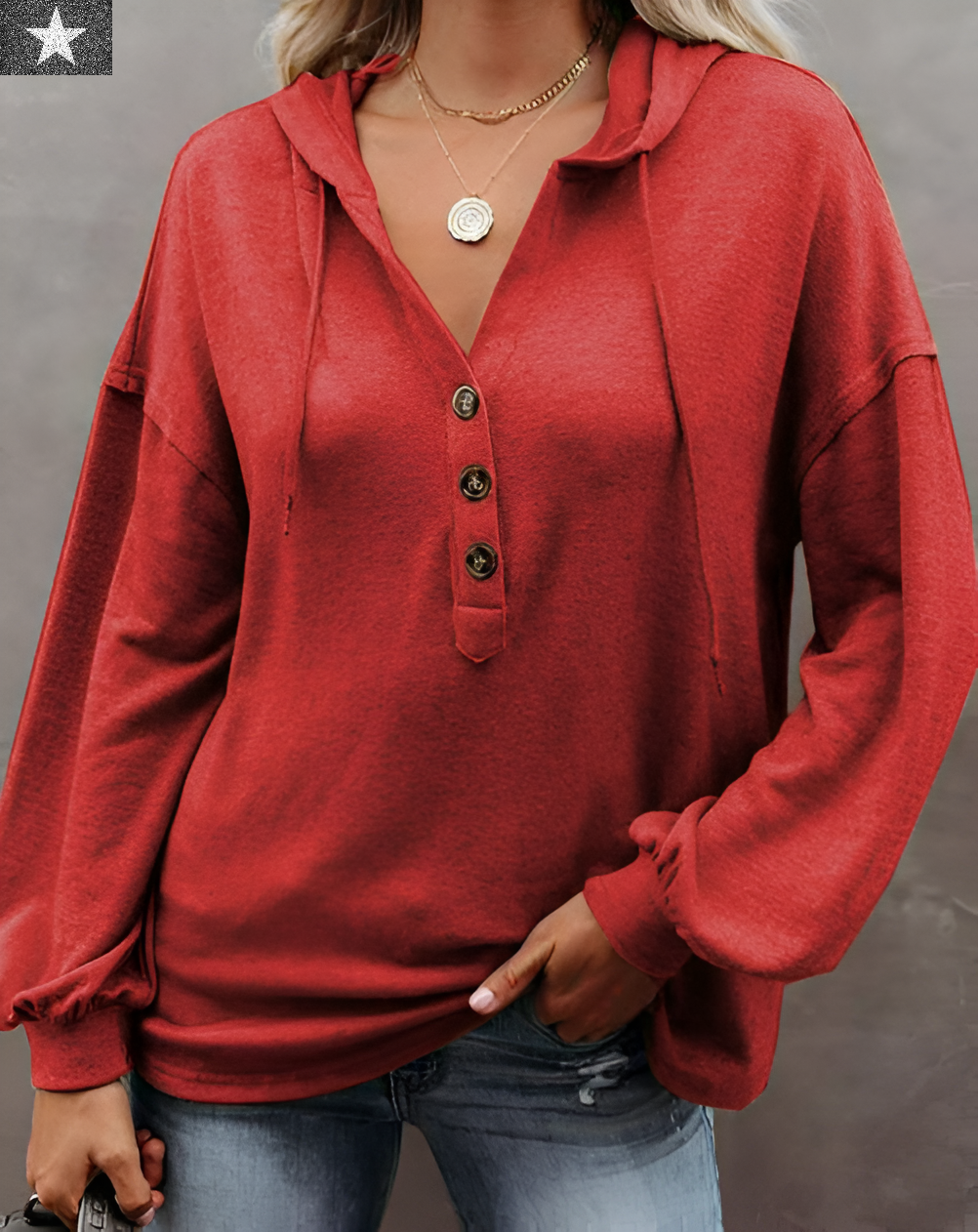 Dam Vinterhuvtröja Minimalistisk Ekologisk Bomull-3